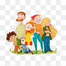 一家五口温馨卡通图片